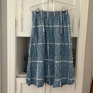 Marimekko midi skirt with blue graphic print, Size S